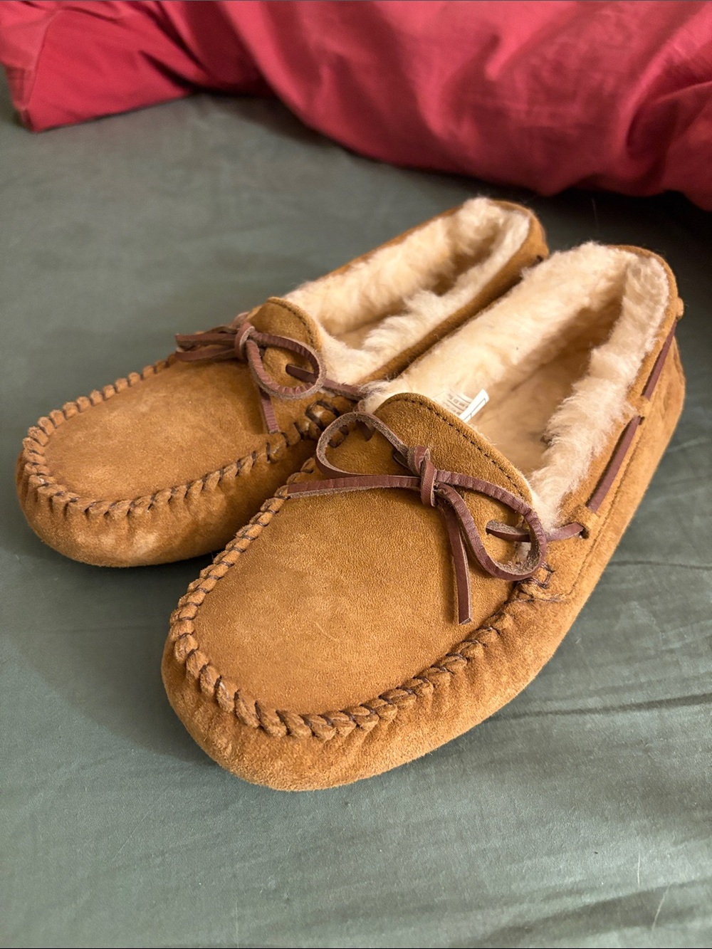 UGG Chestnut Shearling-Lined Suede Moccasins